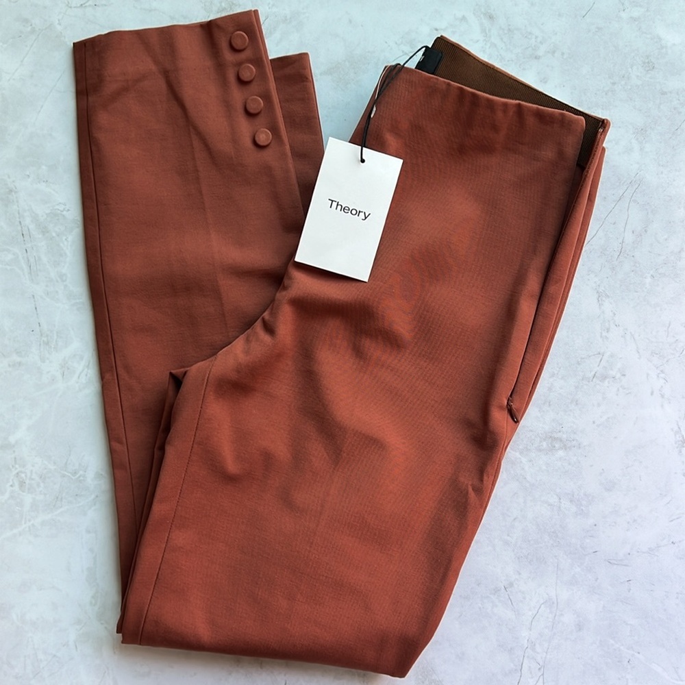 Theory Rust Brown High-Waist Tailored Pants